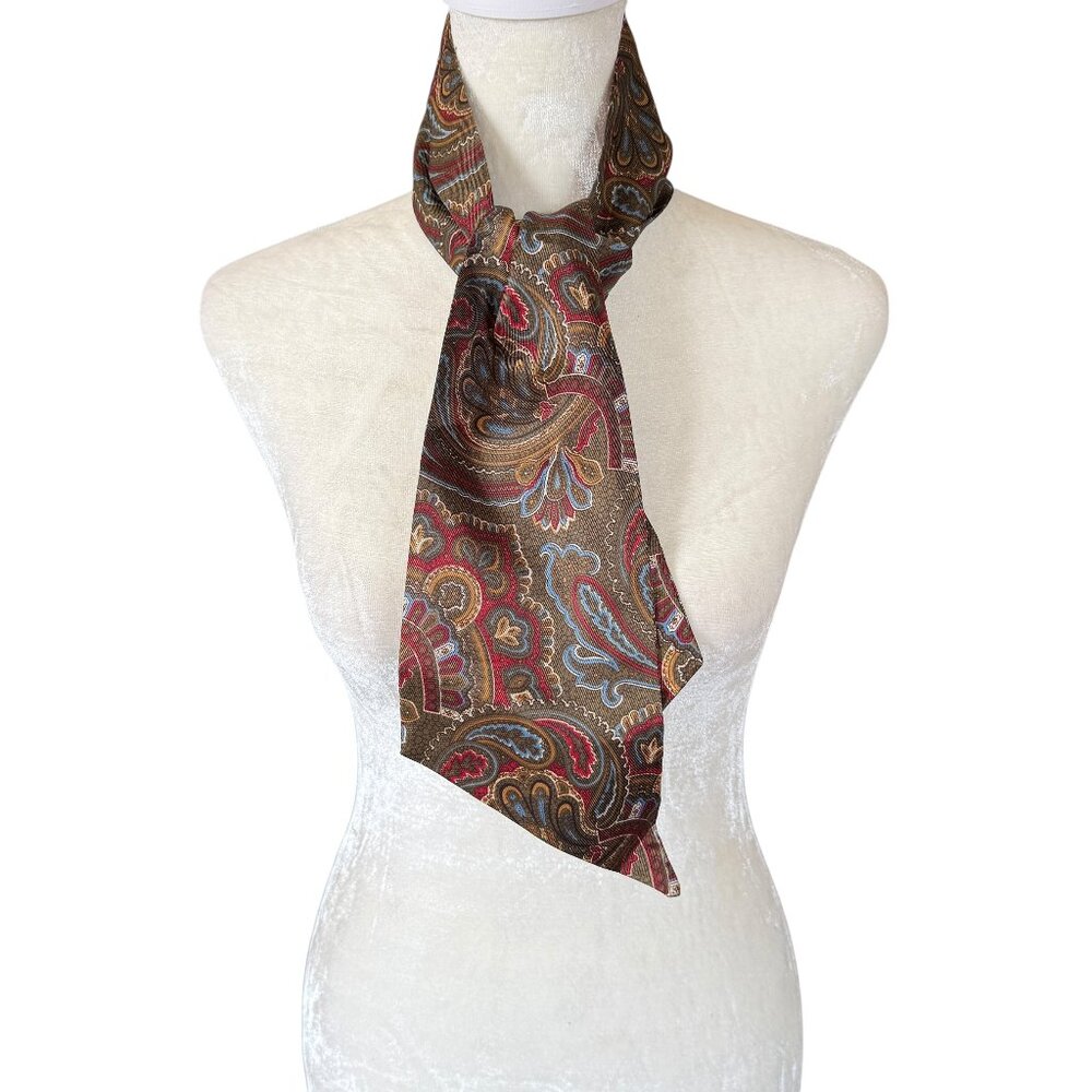 Women's multicolored patterned rectangle scarf tie
